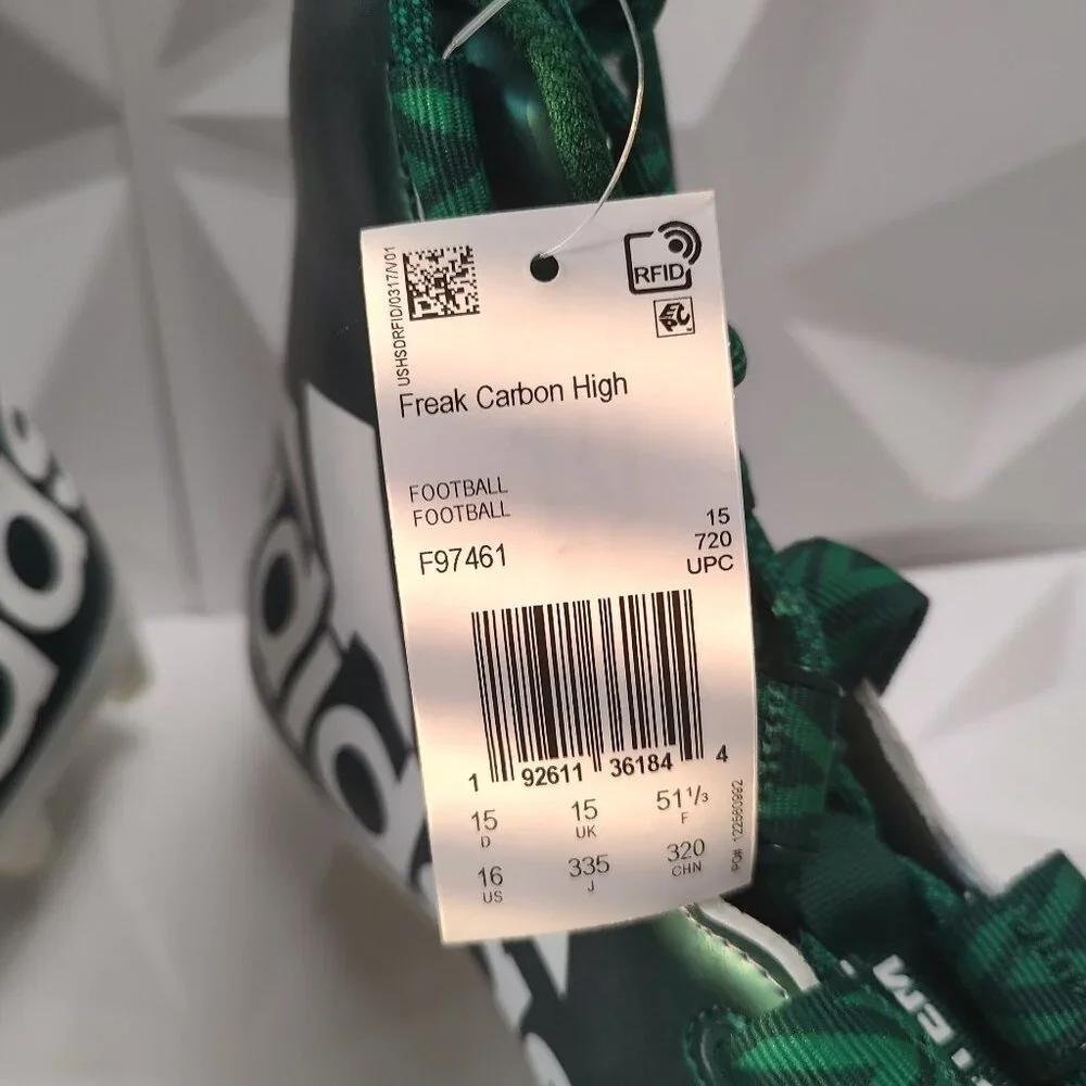 Adidas Mens Football Cleats 16 White Green Shoe Lacrosse Freak Carbon High - Picture 11 of 12